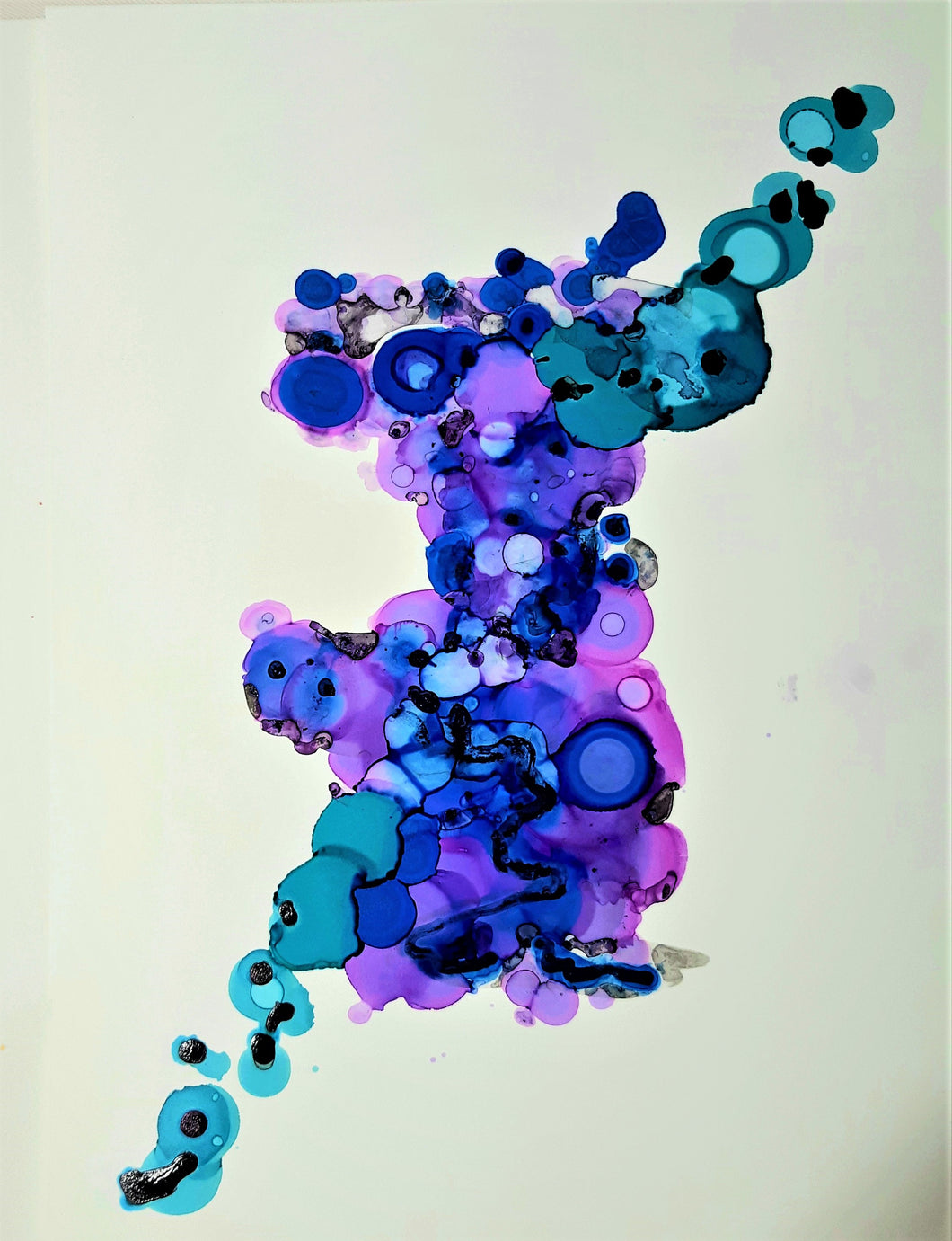 Colorful abstract purple ink design - One of a kind