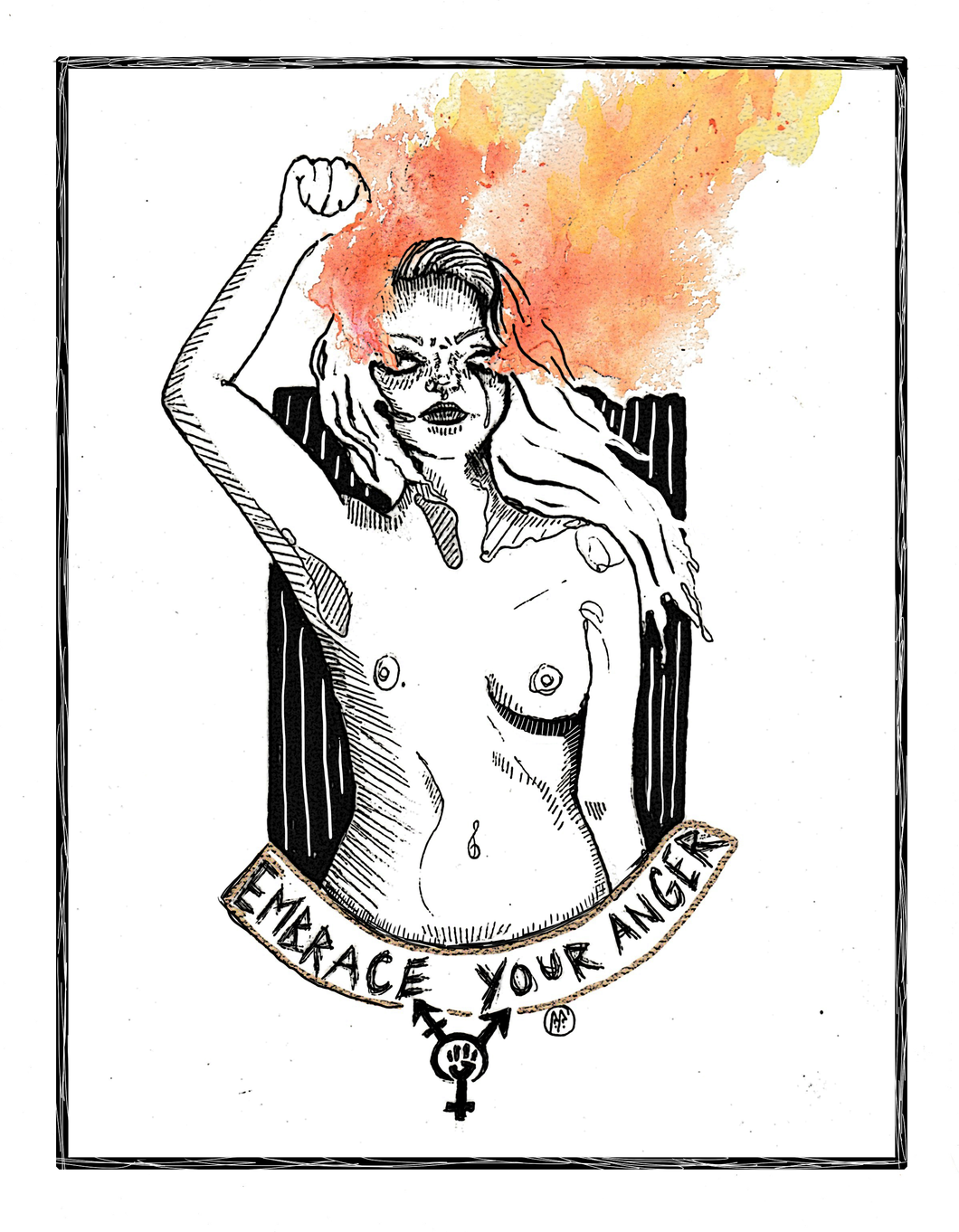 Embrace your anger - 8x10 feminist art - Print on paper