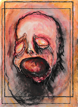Load image into Gallery viewer, Watercolor chaotic scream mini print- 5x7 original art - Print on paper
