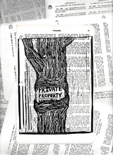 Load image into Gallery viewer, You can&#39;t own nature - Tree linocut print on civil code book page
