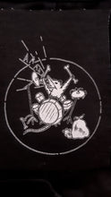 Load image into Gallery viewer, Punk drummer trash opossum patch  - Screen printing on black fabric
