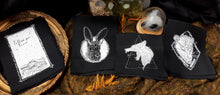 Load image into Gallery viewer, Pack of 4 mythical animals patches - Screen printing on black fabric
