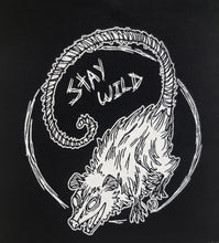 Load image into Gallery viewer, Wild trash possum patch - Stay wild - Screen printing on black fabric
