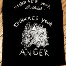 Load image into Gallery viewer, Wolf patch - Embrace your anger - Screen printing on black fabric
