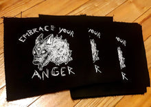 Load image into Gallery viewer, Wolf patch - Embrace your anger - Screen printing on black fabric

