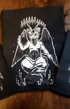 Load image into Gallery viewer, Baphomet screaming opossum Backpatch - Screen printed on black fabric
